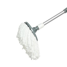 Photo of String mop isolated on white. Cleaning equipment