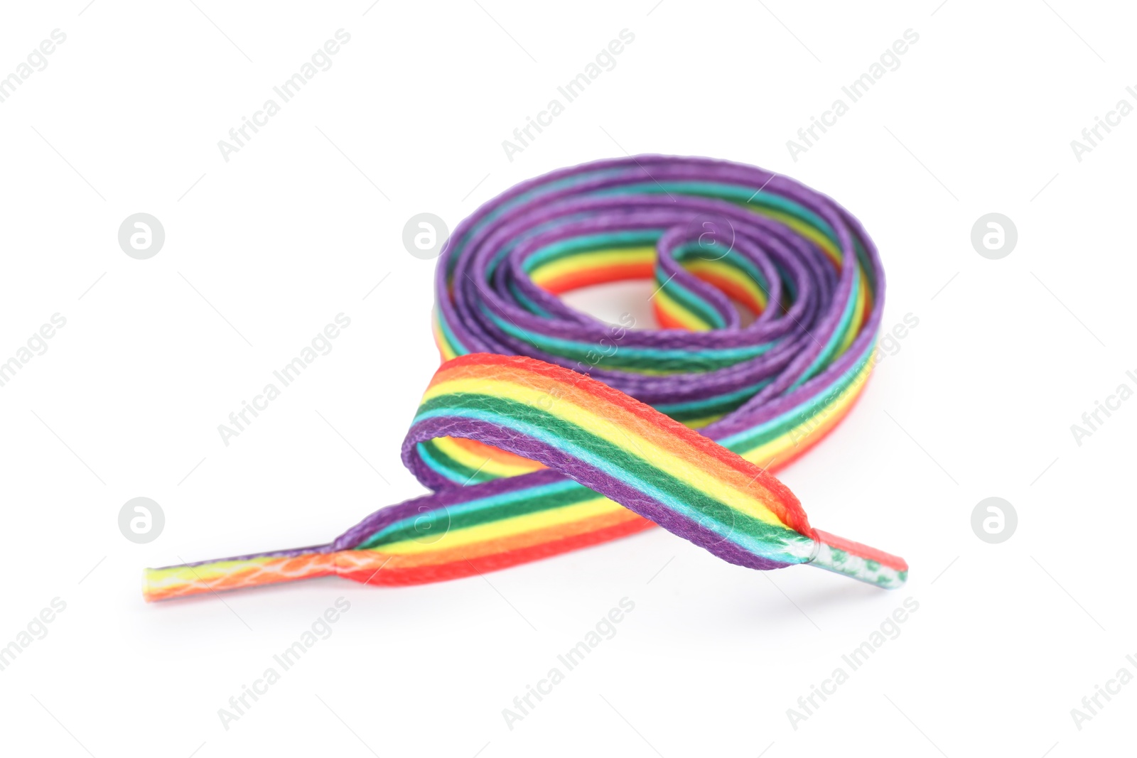 Photo of Shoelace in LGBT colors on white background