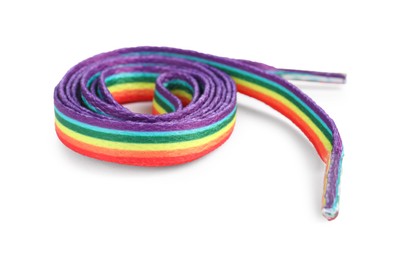 Photo of Shoelace in LGBT colors on white background