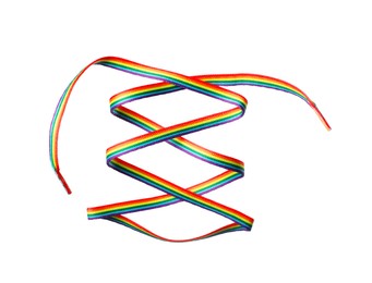 Photo of Shoelace in LGBT colors on white background