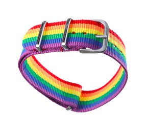 Photo of One wristband in LGBT colors on white background