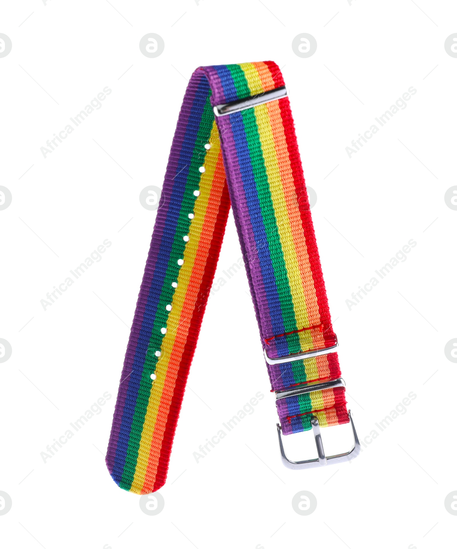 Photo of One wristband in LGBT colors on white background