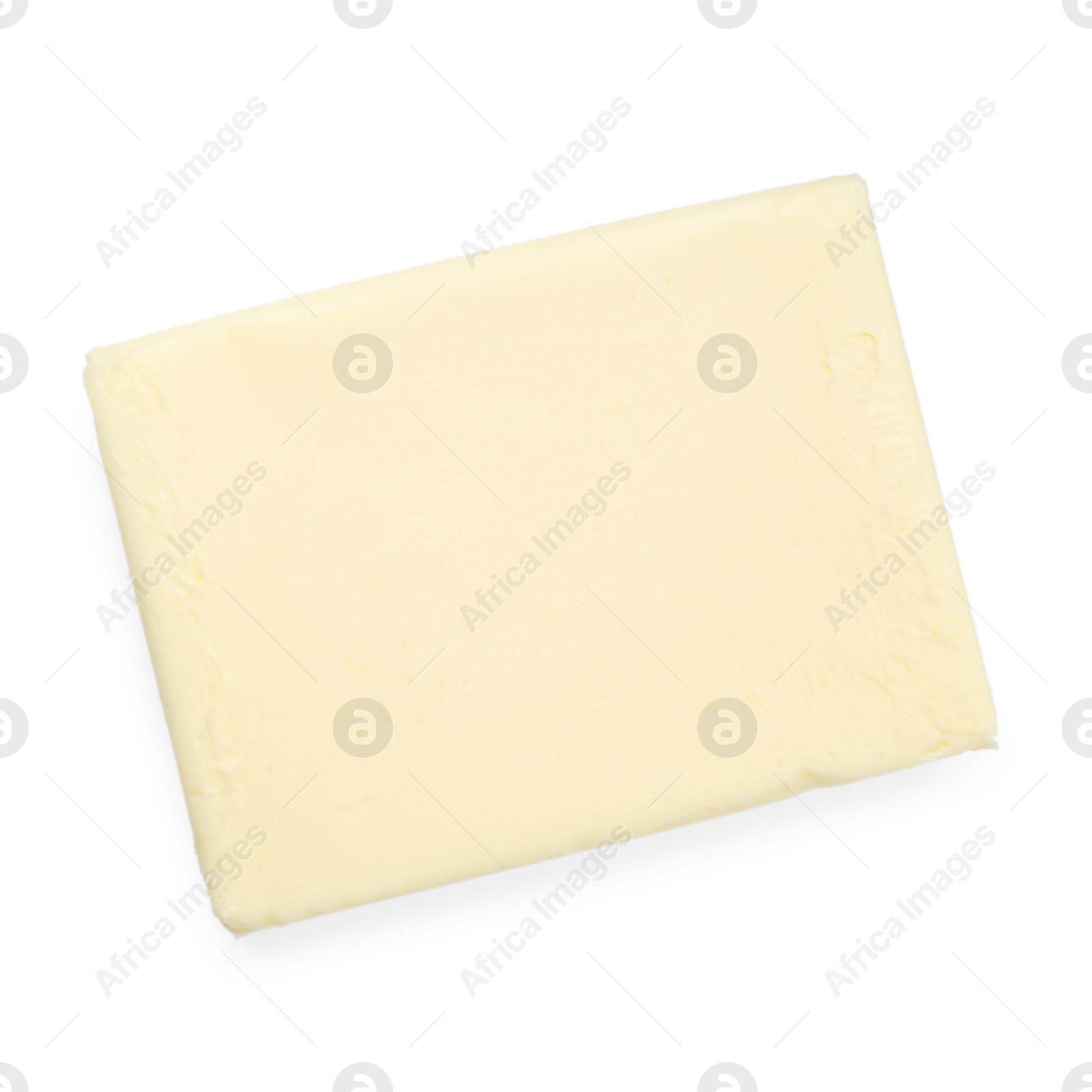 Photo of Block of tasty butter isolated on white, top view