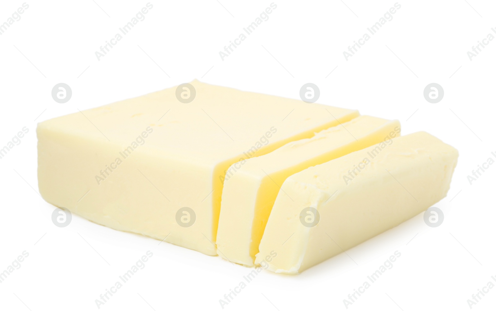 Photo of Pieces of tasty butter isolated on white