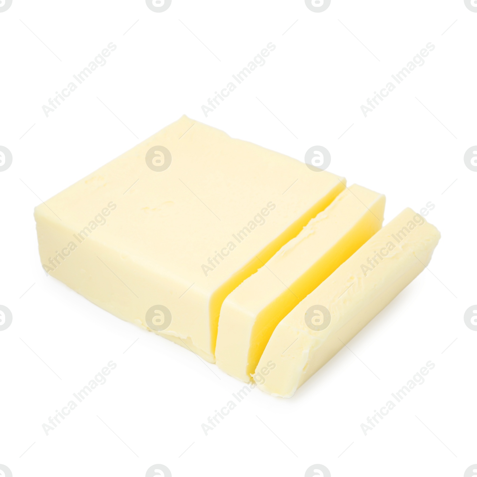 Photo of Pieces of tasty butter isolated on white