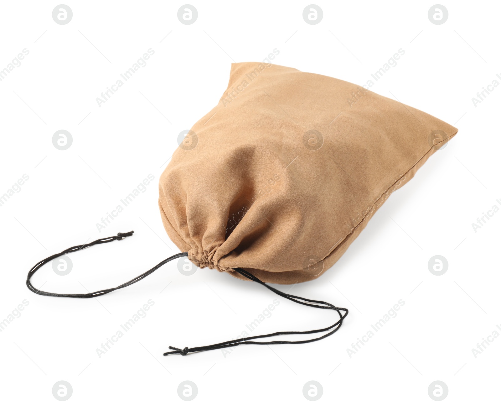 Photo of One beige cotton bag isolated on white