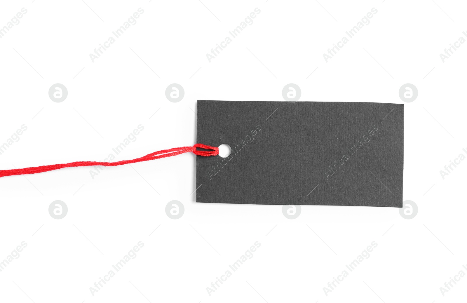 Photo of Blank tag with string isolated on white, top view