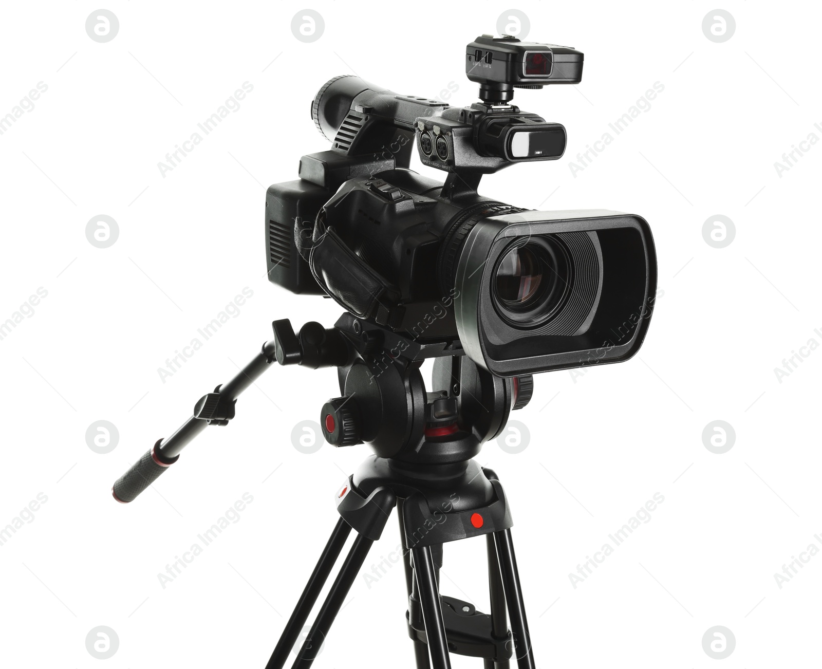 Photo of Modern professional video camera isolated on white