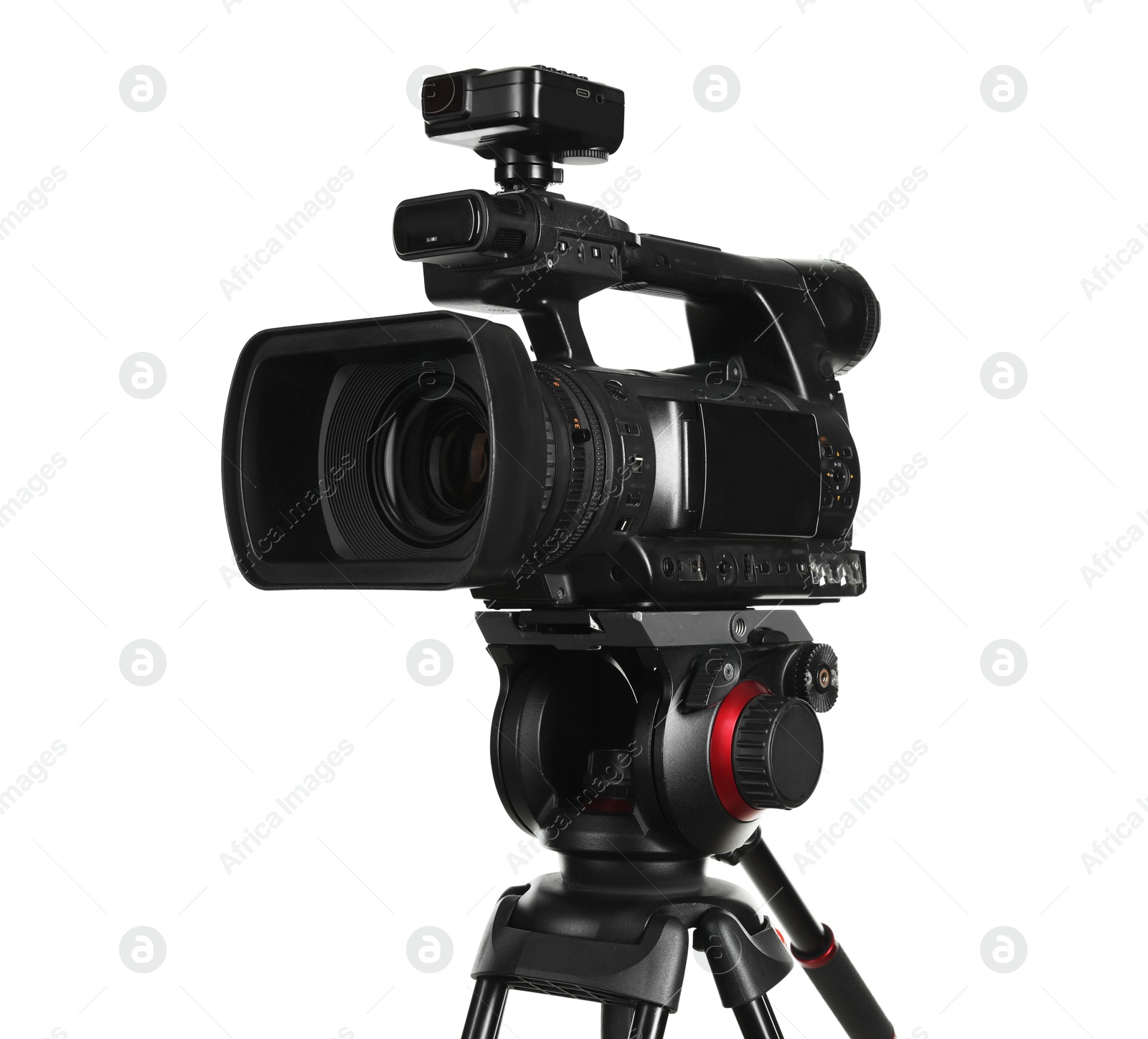 Photo of Modern professional video camera isolated on white