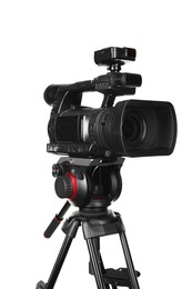 Photo of Modern professional video camera isolated on white