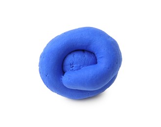 Photo of Bright blue play dough isolated on white