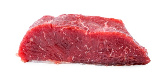 Photo of Piece of raw beef meat isolated on white