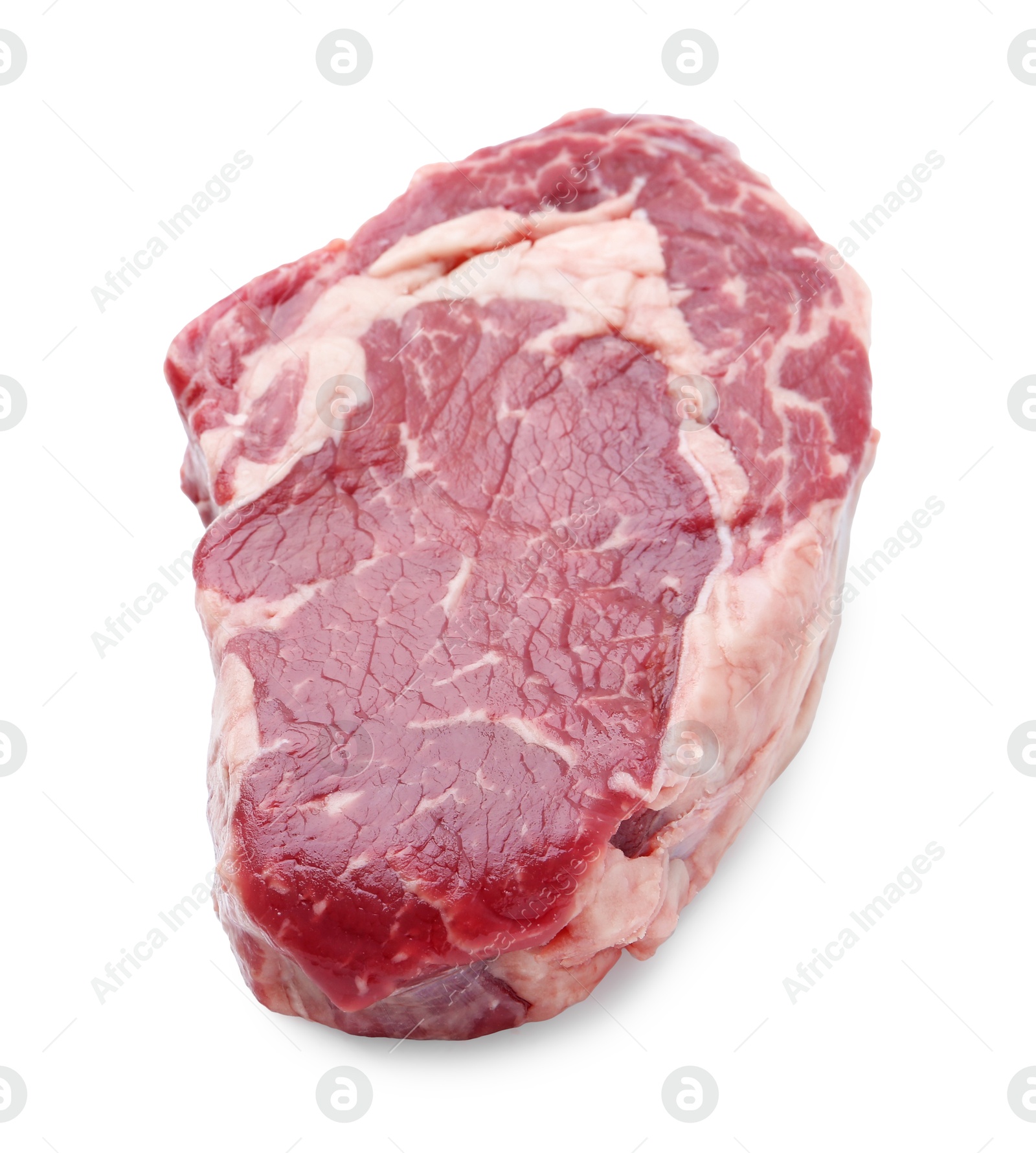 Photo of Piece of raw beef meat isolated on white