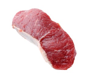 Photo of Piece of raw beef meat isolated on white