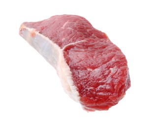 Photo of Piece of raw beef meat isolated on white