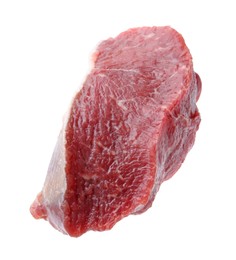 Photo of Piece of raw beef meat isolated on white