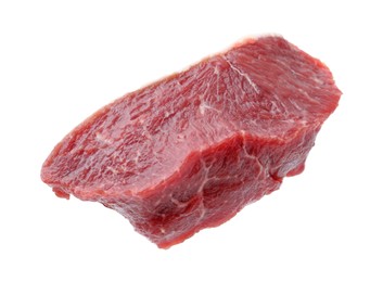 Photo of Piece of raw beef meat isolated on white