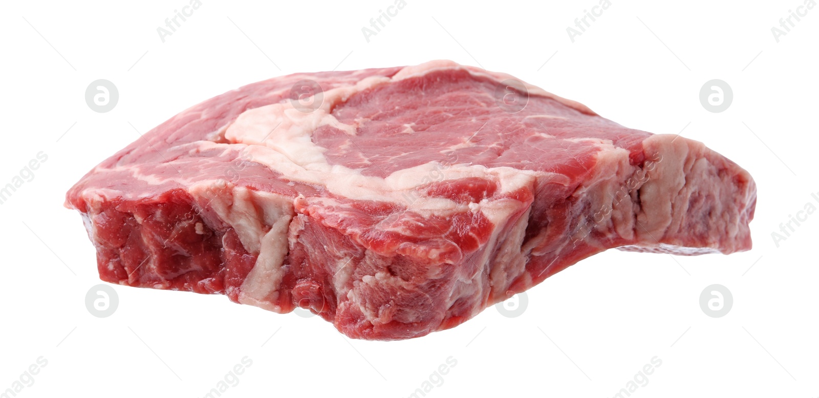 Photo of Piece of raw beef meat isolated on white