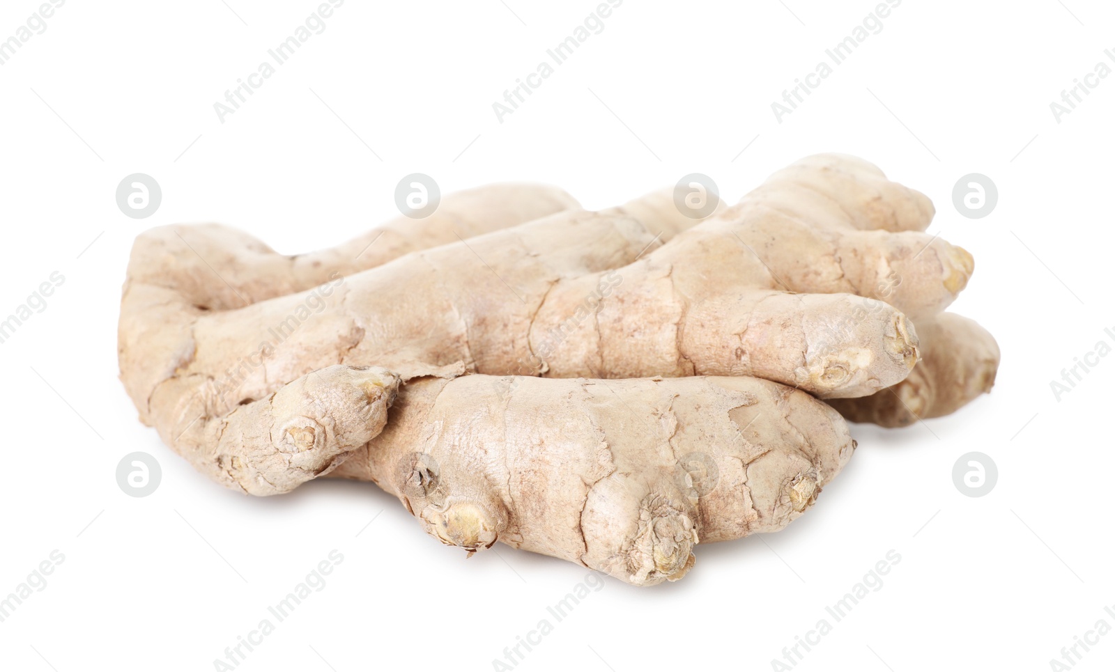 Photo of Fresh ginger isolated on white. Root vegetable