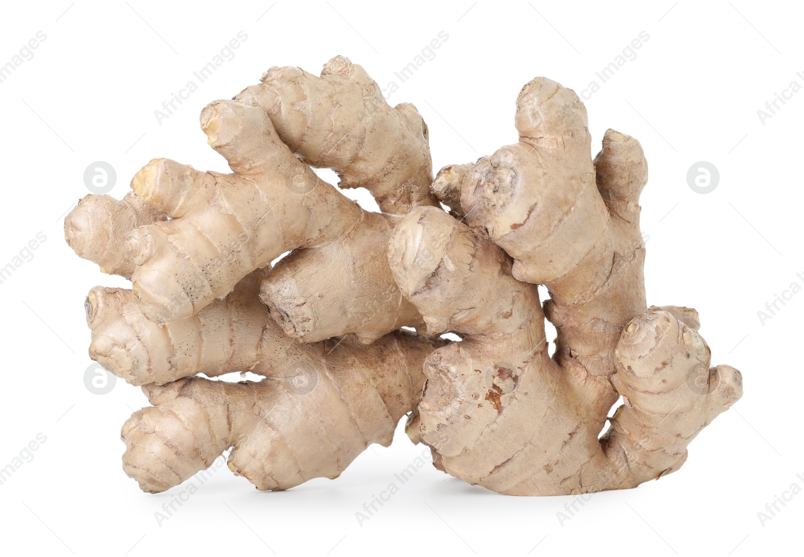 Photo of Fresh ginger isolated on white. Root vegetable