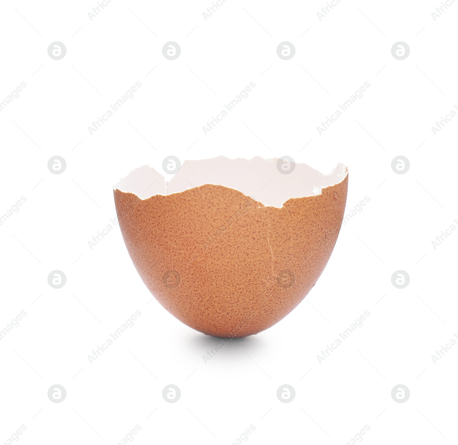 Photo of Piece of cracked eggshell isolated on white