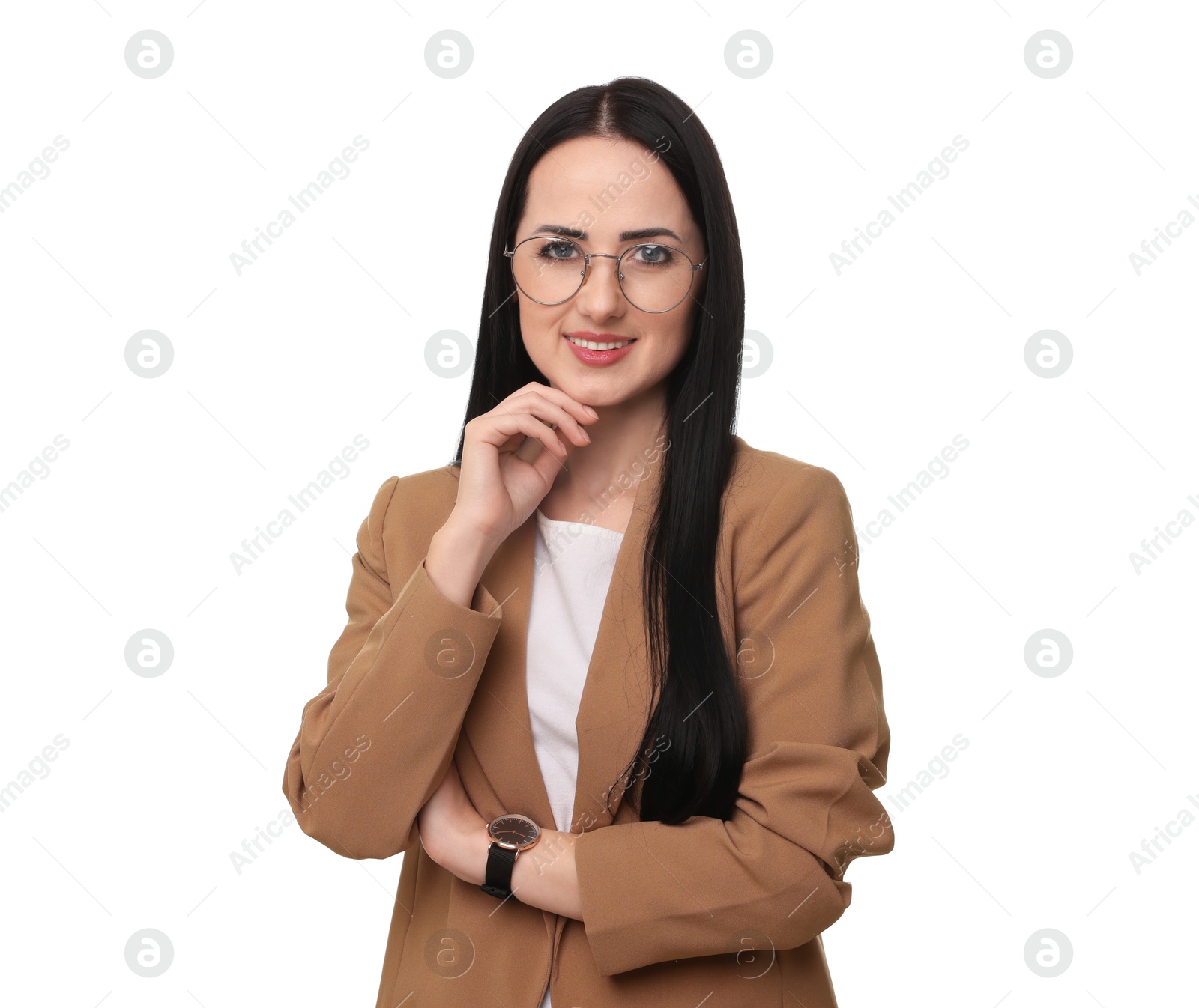 Photo of Portrait of English teacher on white background