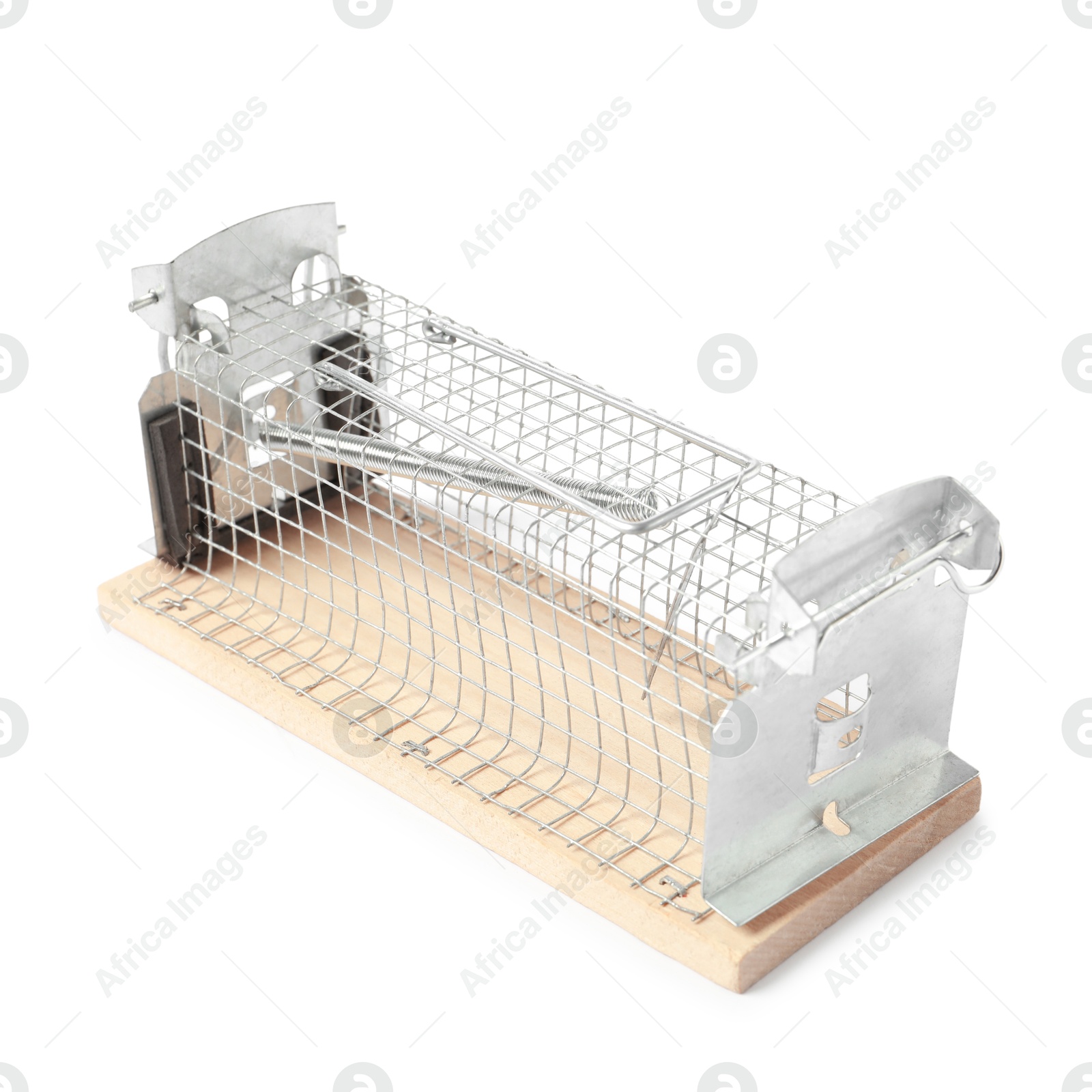 Photo of One empty mouse trap isolated on white