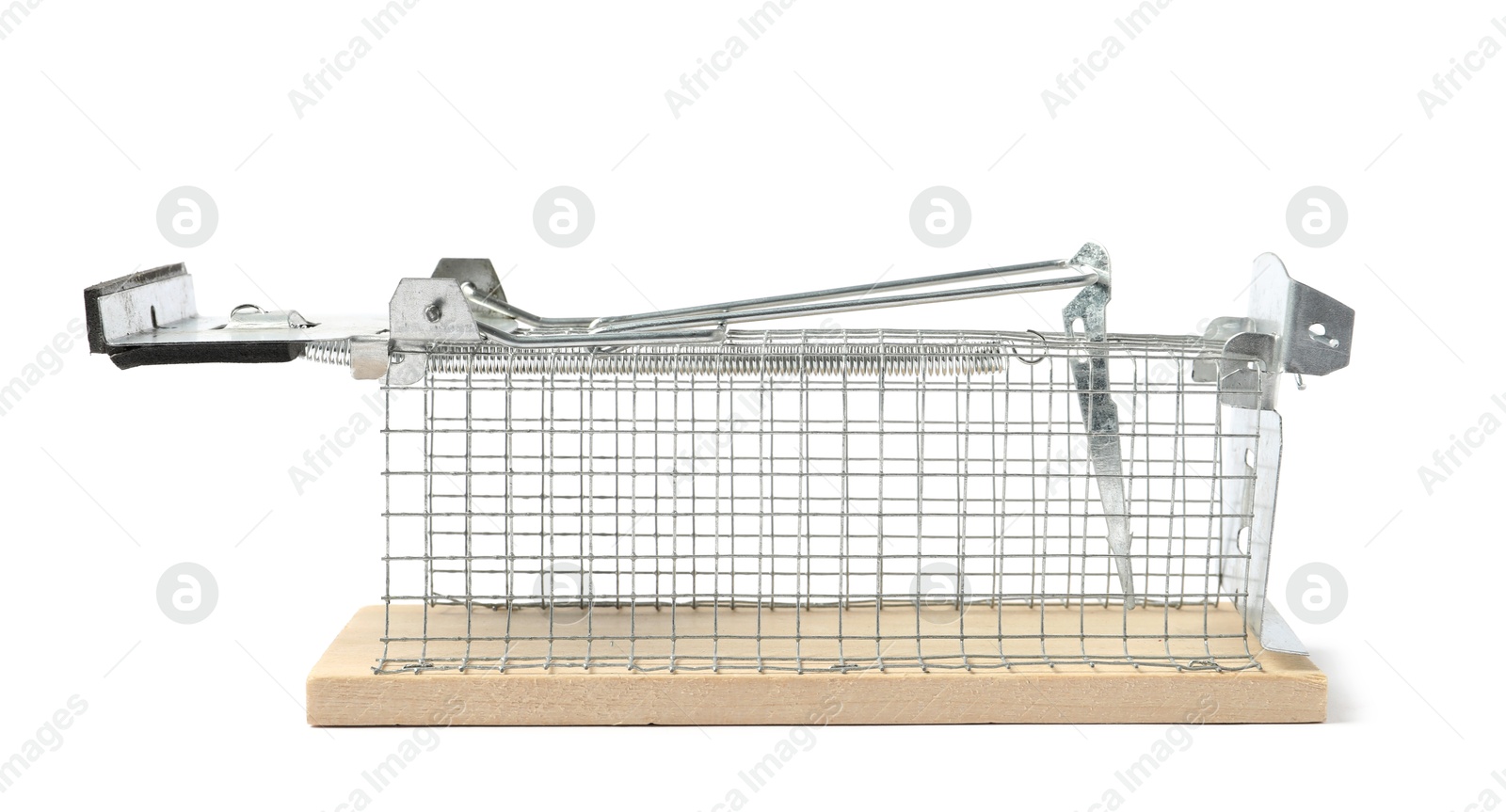 Photo of One empty mouse trap isolated on white