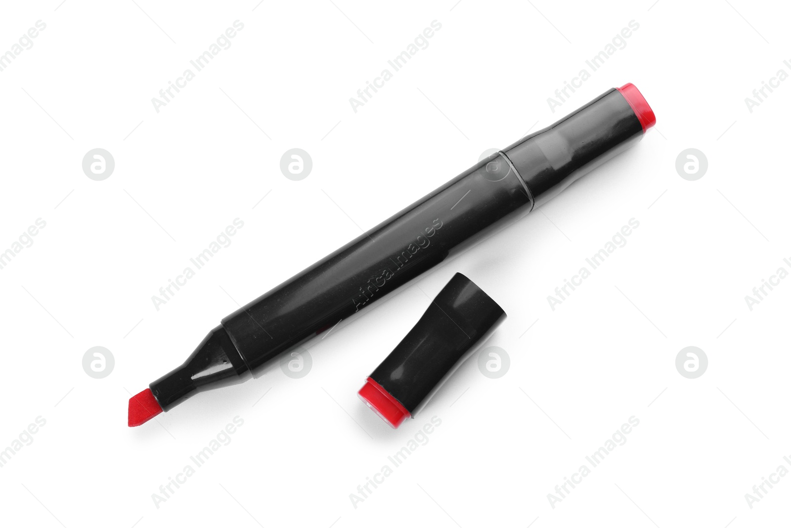 Photo of One double sided marker isolated on white, top view