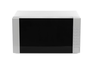 Photo of One closed microwave oven isolated on white