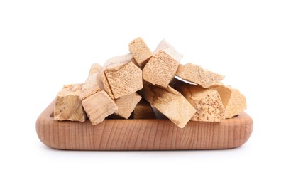 Photo of Pile of palo santo sticks on white background