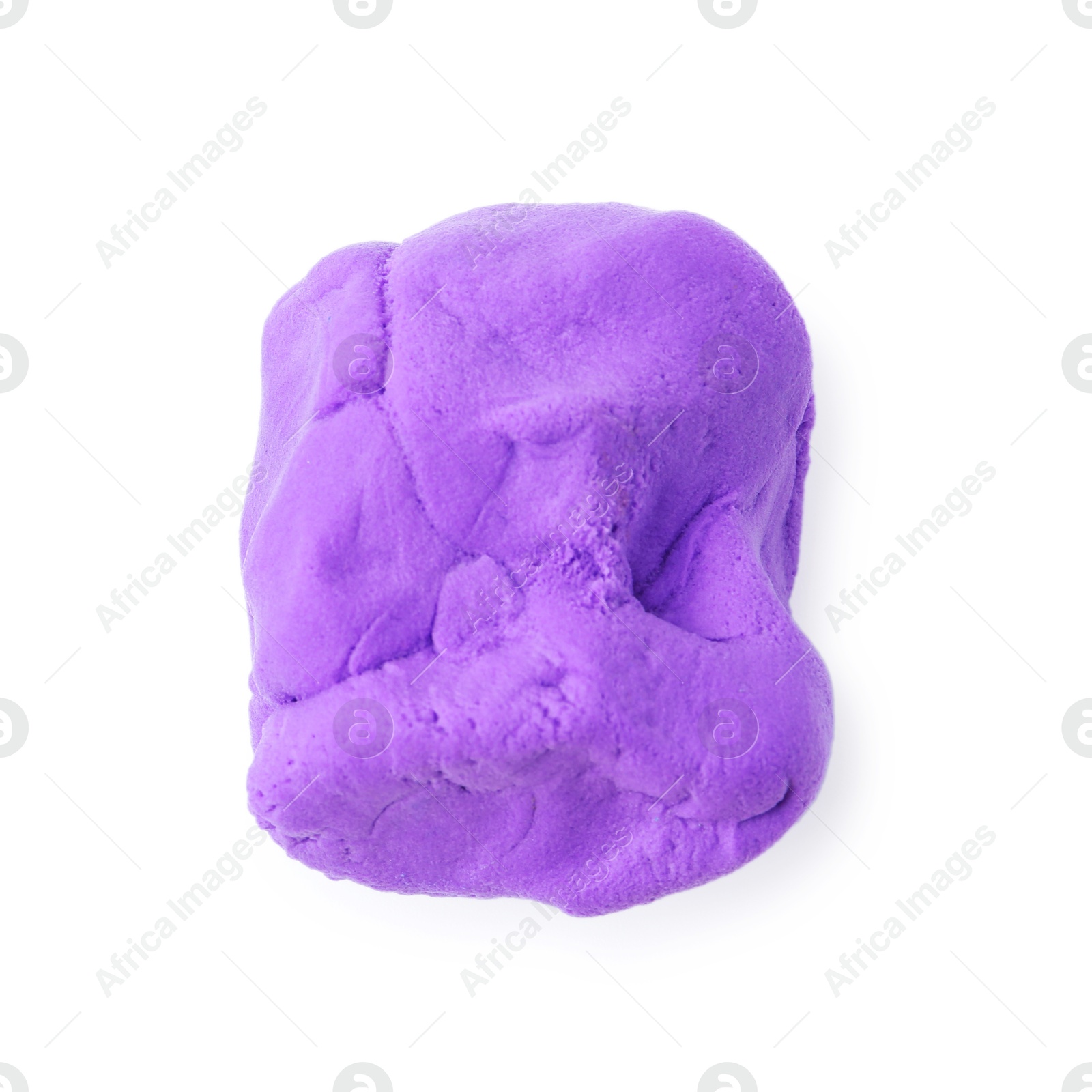 Photo of Bright purple play dough isolated on white, top view