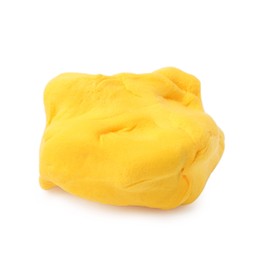 Photo of Bright yellow play dough isolated on white