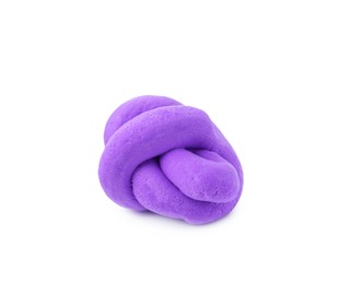 Photo of Bright purple play dough isolated on white