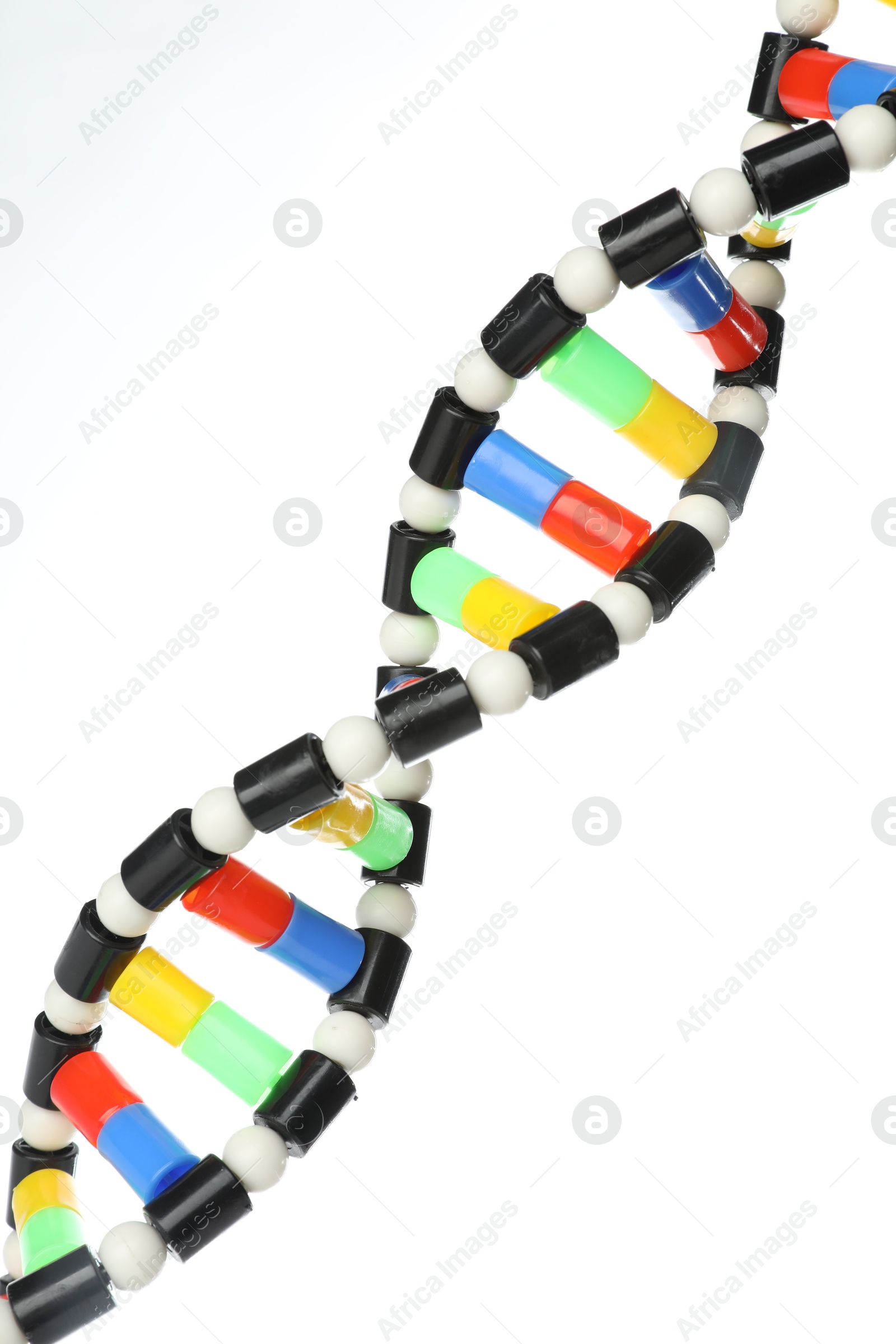 Photo of Colorful DNA structure model on white background