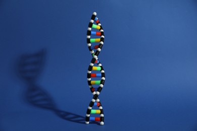 Photo of Colorful DNA structure model on blue background