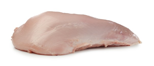 Photo of One raw turkey breast isolated on white