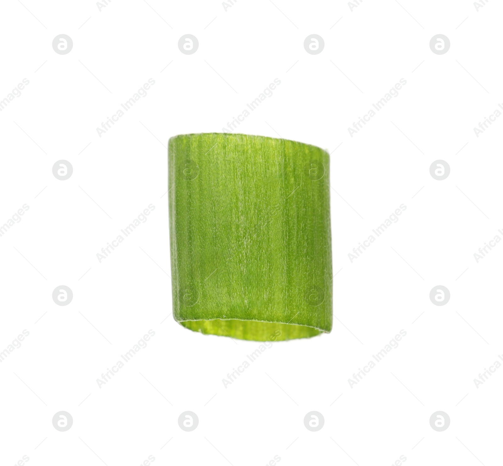 Photo of Piece of fresh chopped green onion isolated on white