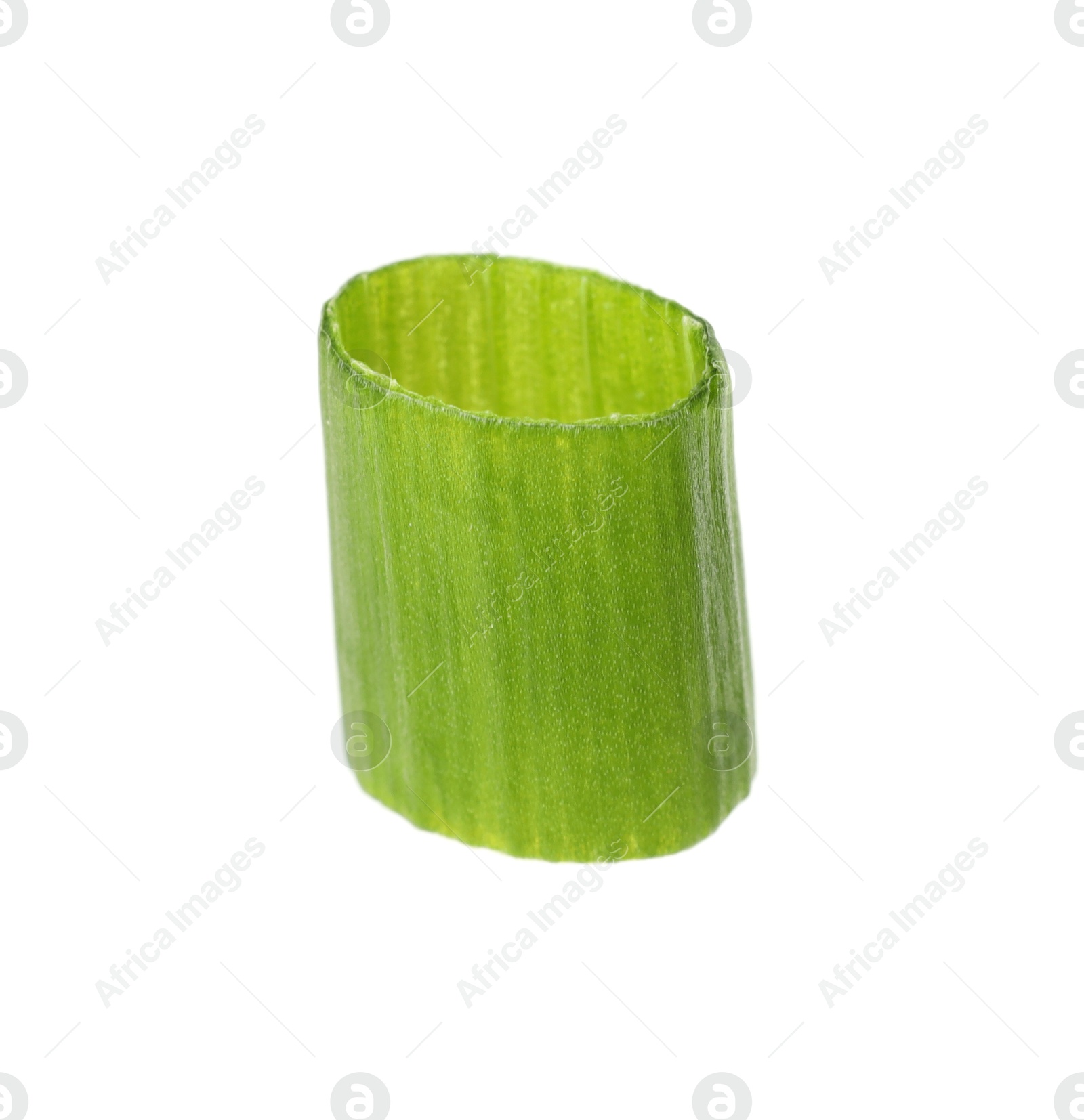 Photo of Piece of fresh chopped green onion isolated on white