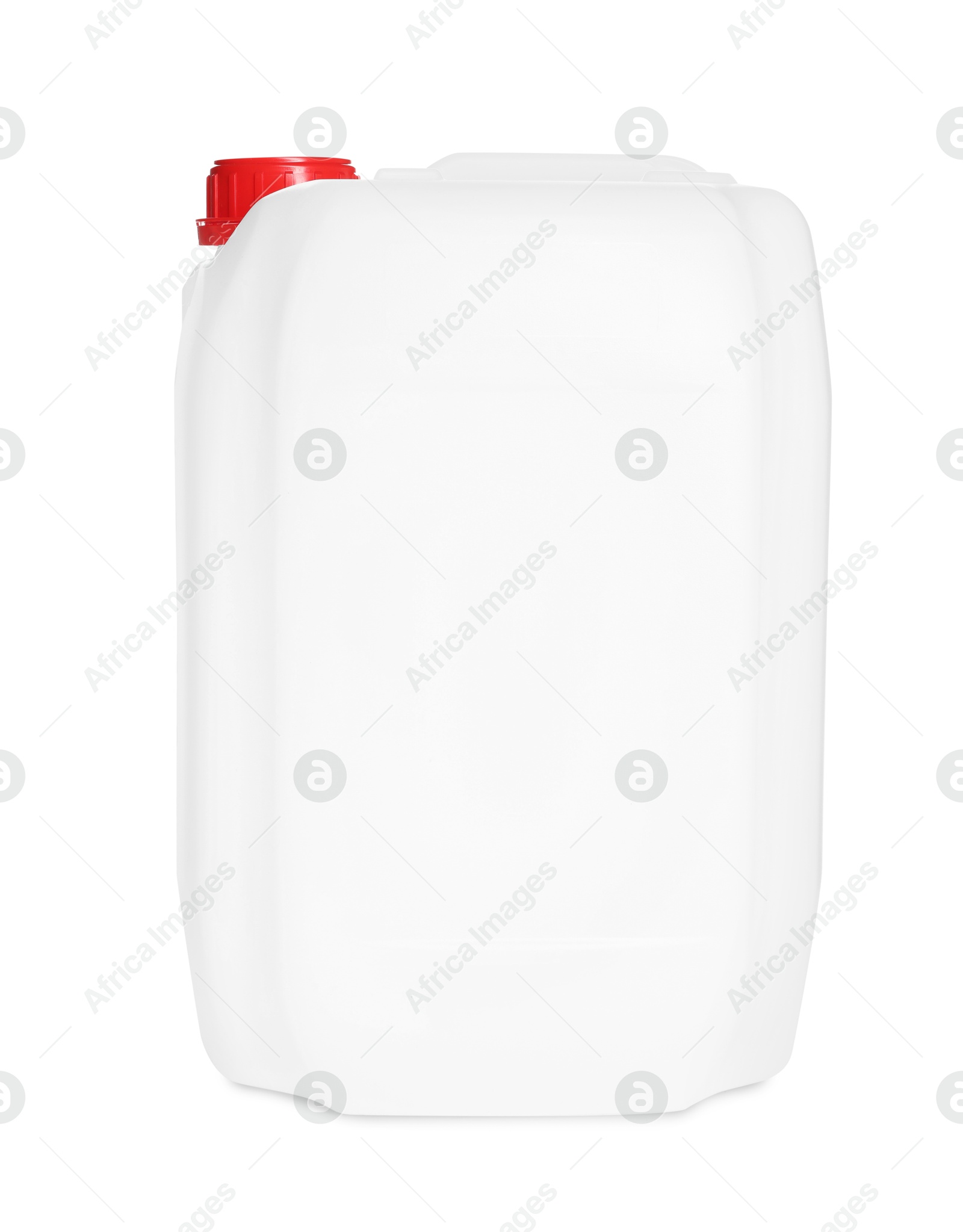 Photo of One plastic canister with cap on white background