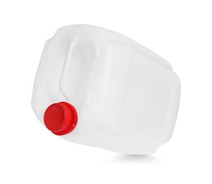 One plastic canister in air on white background