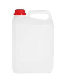 One plastic canister with cap on white background