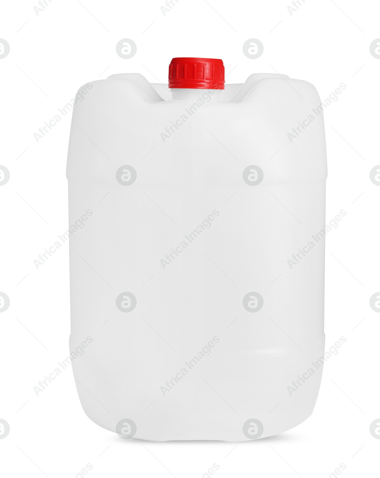 Photo of One plastic canister with cap on white background