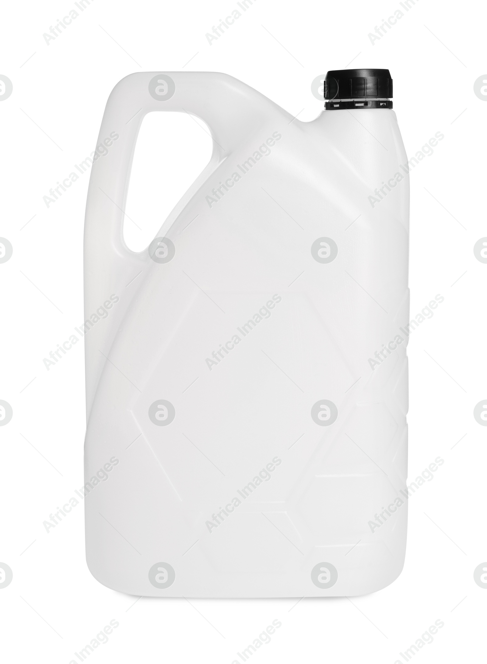 Photo of One plastic canister with cap on white background