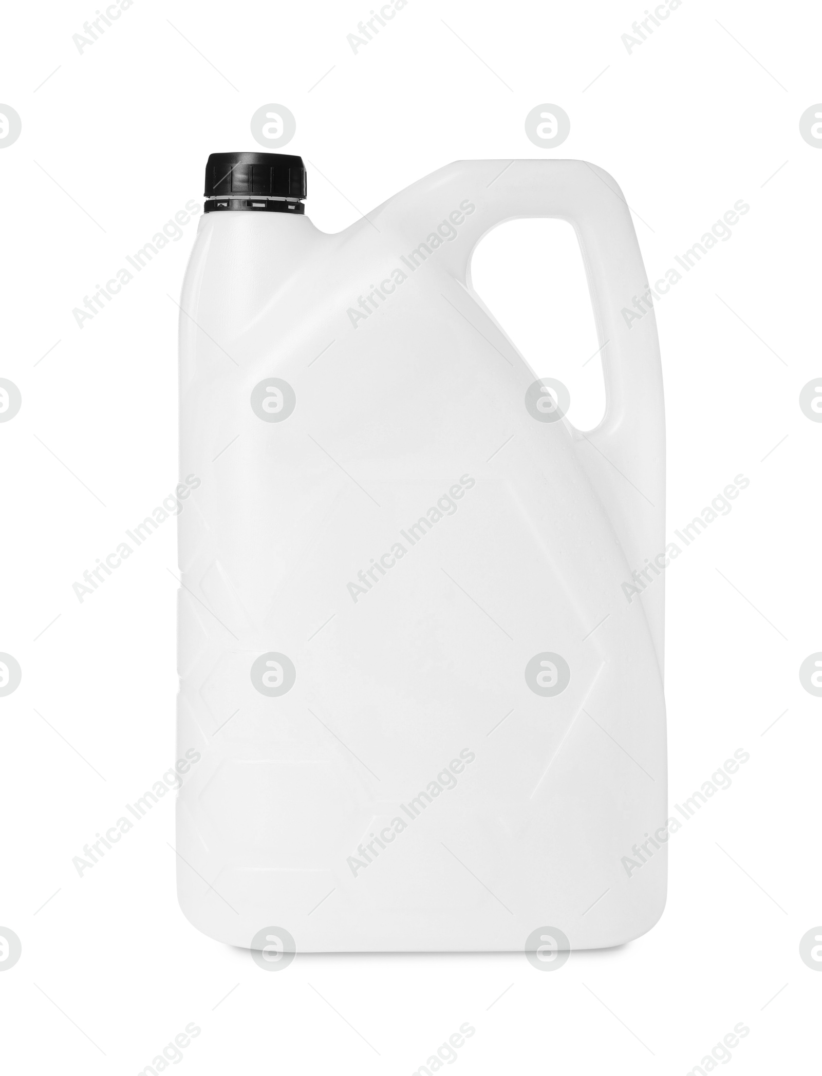 Photo of One plastic canister with cap on white background