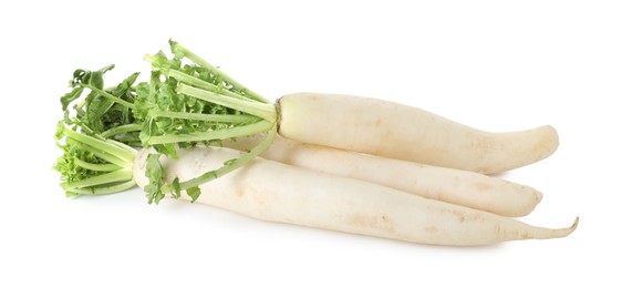 Photo of Whole fresh turnips isolated on white. Vegetable root