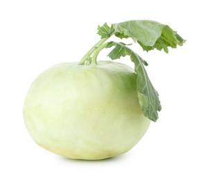 Photo of One fresh kohlrabi isolated on white. Vegetable root