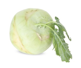 Photo of One fresh kohlrabi isolated on white. Vegetable root