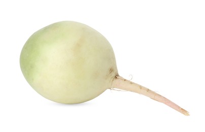 Photo of Whole fresh turnip isolated on white. Vegetable root