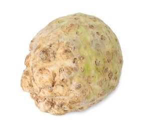 Photo of One fresh celery root isolated on white